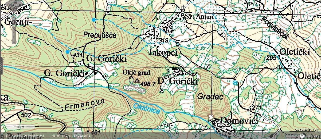 topografska karta Okić   Lako topografska karta